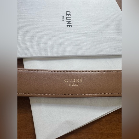 Celine Triomphe Patent Leather Belt | Champagne/Fawn “Taurillon” | Size 80 - Picture 6 of 8